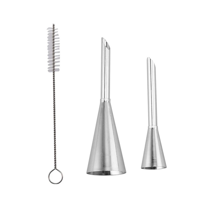 

3Pcs/Set Piping Tips Kit Stainless Steel Puff Cake Nozzles Cream Syringe Cupcake Cake Tools With Clean Brush