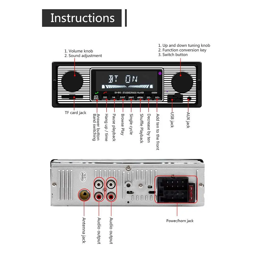 HiMISS Bluetooth винтажный автомобильный Радио MP3-плеер Стерео USB AUX классический автомобильный стерео аудио