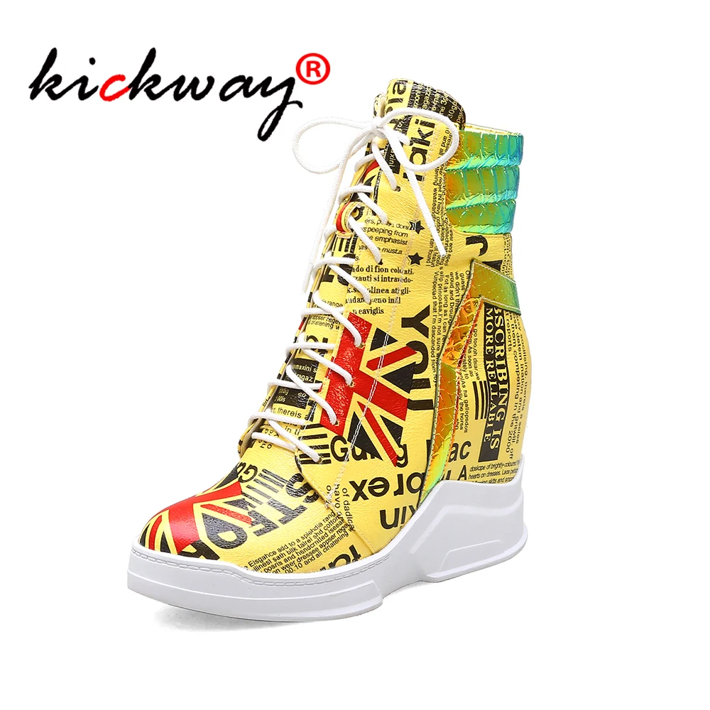 Kickway/женские туфли-лодочки на высоком каблуке; Туфли-лодочки на толстом каблуке с круглым носком; пикантная обувь; свадебные туфли на каблуке; весенние кожаные туфли размера плюс 34-43