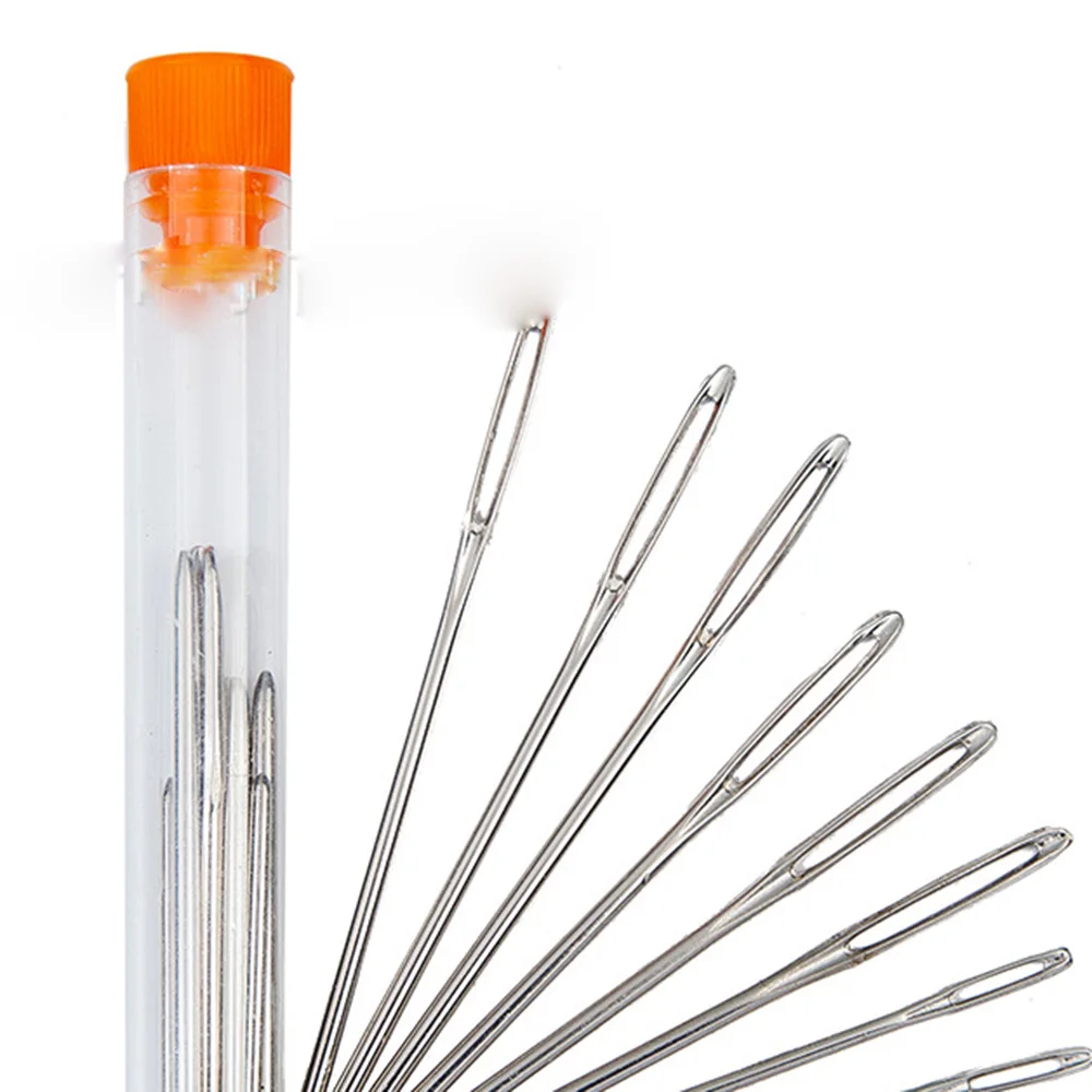 Stainless Steel Sewing Needle 9pcs Big Eye Embroidery with Transparent Bottle Supplies Hot Sale | Дом и сад