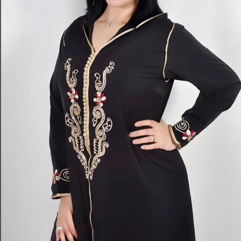 

Длинное платье Jellaba, женская мусульманская одежда, хиджаб, кафтан с цветочной вышивкой, Дубай 2021, модные женские элегантные Макси-платья с ка...