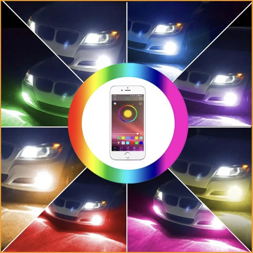 HaoXuan APP Bluetooth Control RGB Car LED Headlight Changeable Color Light H16 5202 H8 H11 9005 9006 Auto Head Lamp H7led Bulbs |