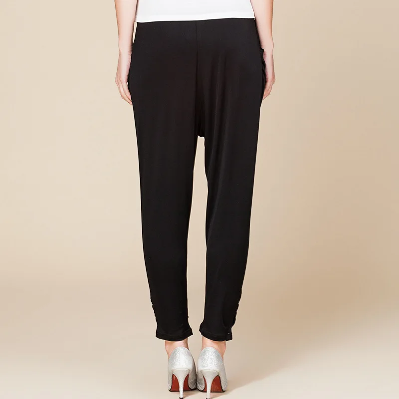 Wholesale Summer Women 100% Real Silk Harem Pants Mid Waist Loose Casual Pants Women Slacks Comfortable Female Plus Pants 3302