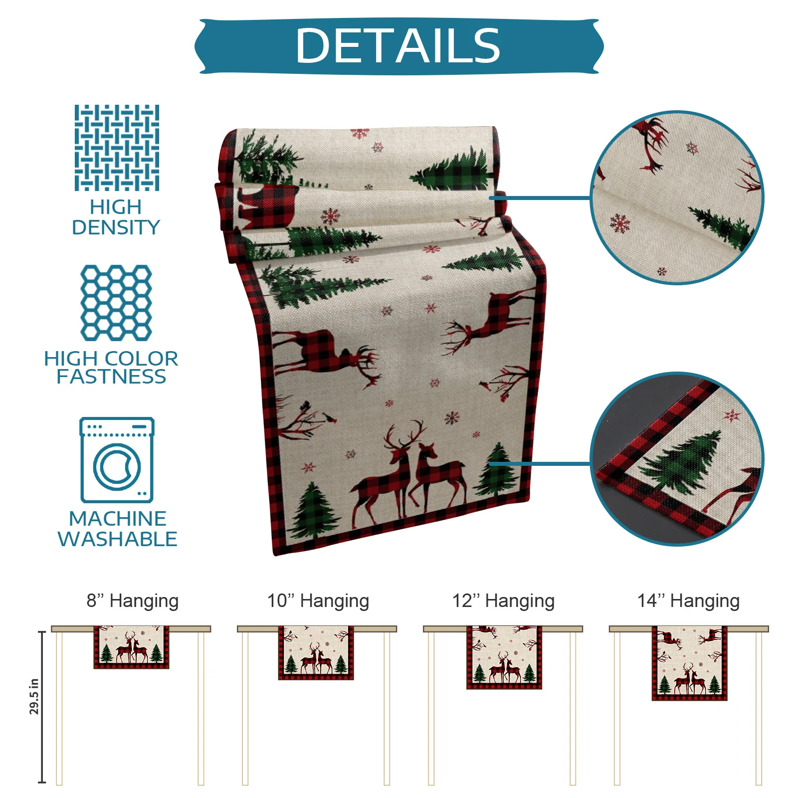 Рождественская Снежинка лось рождественская елка Настольная дорожка и