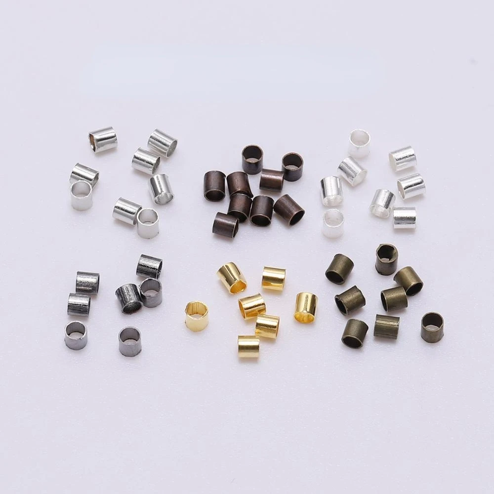 

500pcs 1.5 2.0 2.5mm Gold Copper Tube Crimp End Beads Stopper Spacer Beads For Jewelry Making Findings Supplies Necklace