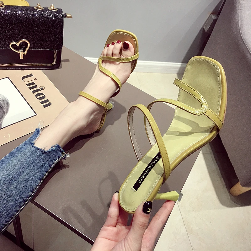 

Women's shoes slippers outdoor 2020 new summer fashion stiletto heels thin straps sexy sandals
