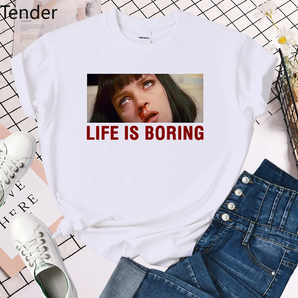 

Woman tshirts Life Is Boring Print Graphic Streetwear tee 2021 Summeer Short Sleeve Oversized Tops Female High Quality T shirt