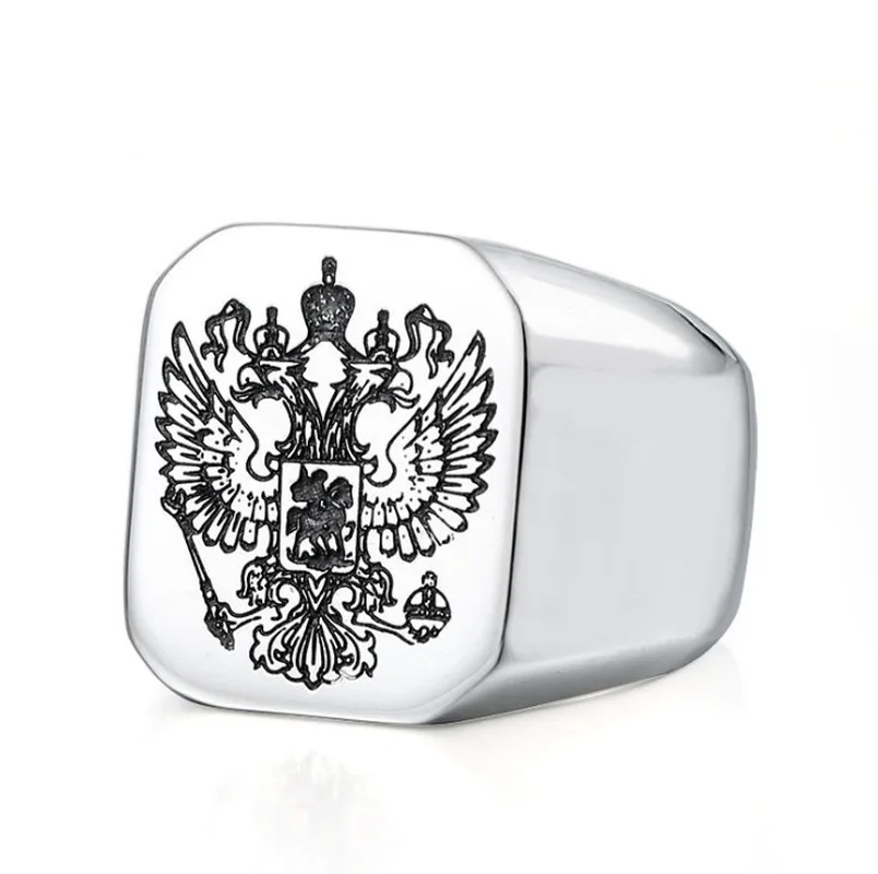 Мужское кольцо с двумя головками и логотипом орла Freemason большое в стиле дикой