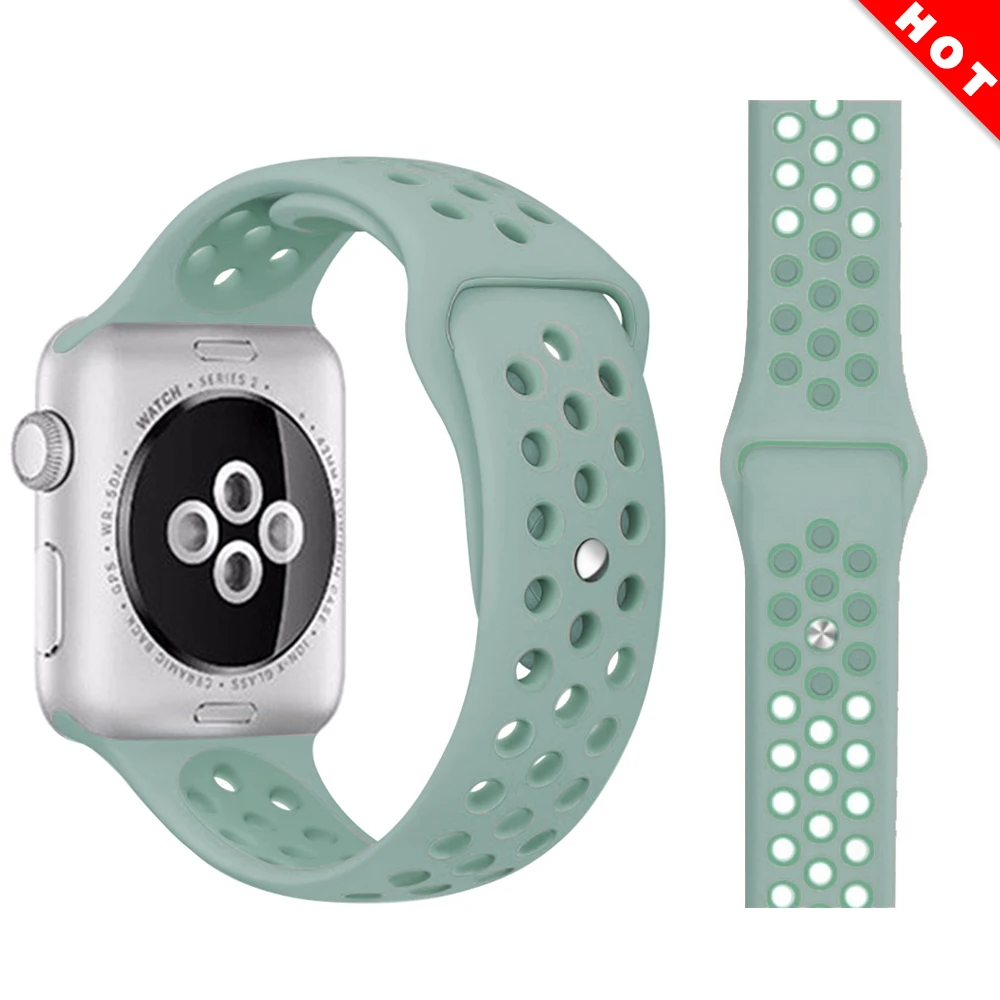 Cloud ash gray green Ремешок для Apple Watch, мягкий силиконовый сменный Браслет серии 5, 4, ремешок для часов 44 мм, 40 мм, iwatch, ремешок серии 1, 2, 3, 38 мм, 42 мм - Цвет ремешка: Cloud ash gray green