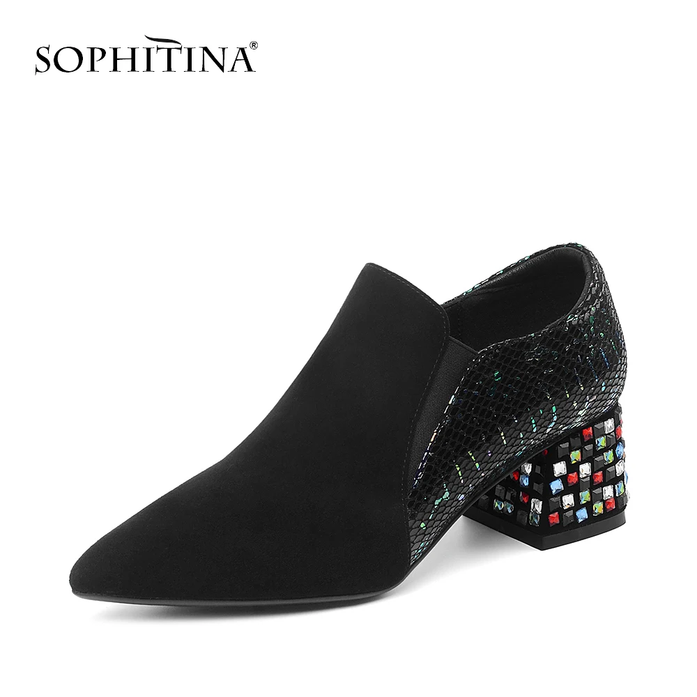 Женские Лоскутные туфли SOPHITINA элегантные эластичные дизайнерские лодочки без