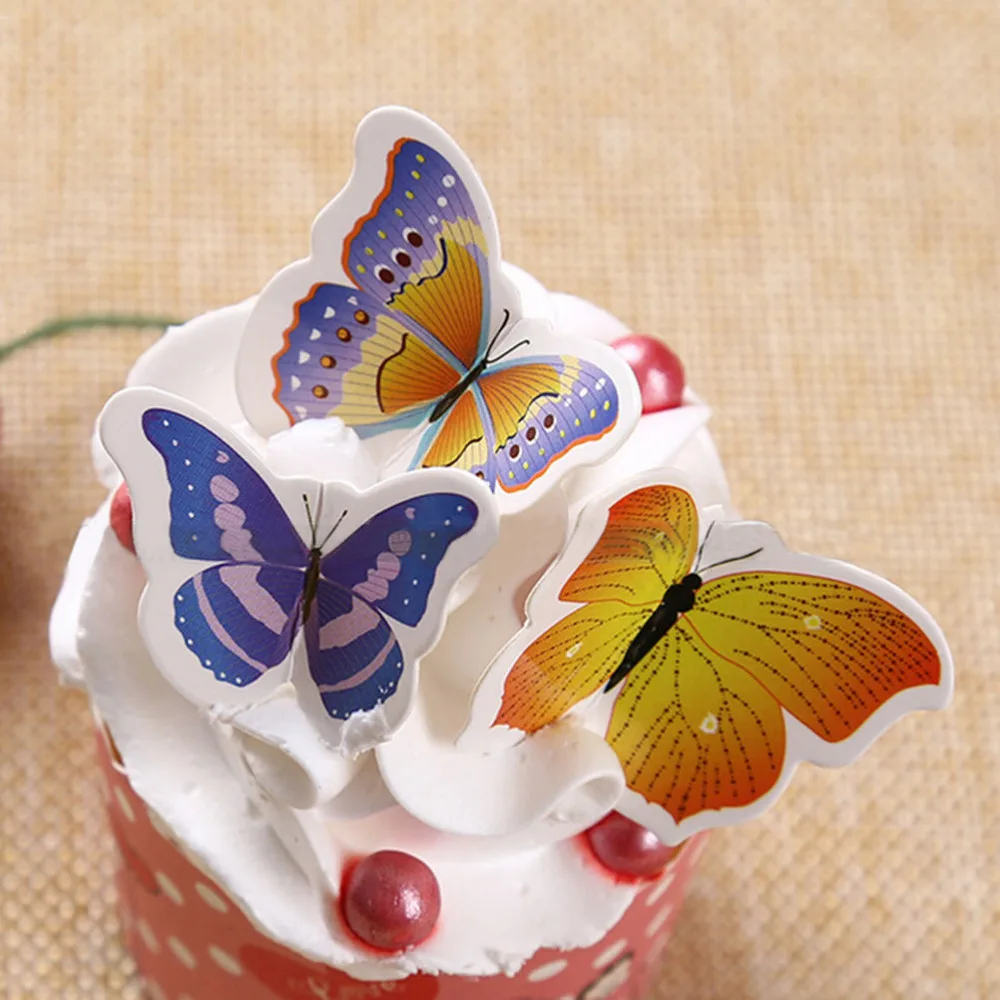 

50pcs Butterflies Wedding Birthday Rice Wafer Paper Cupcake Cake Toppers hot sale and brand new