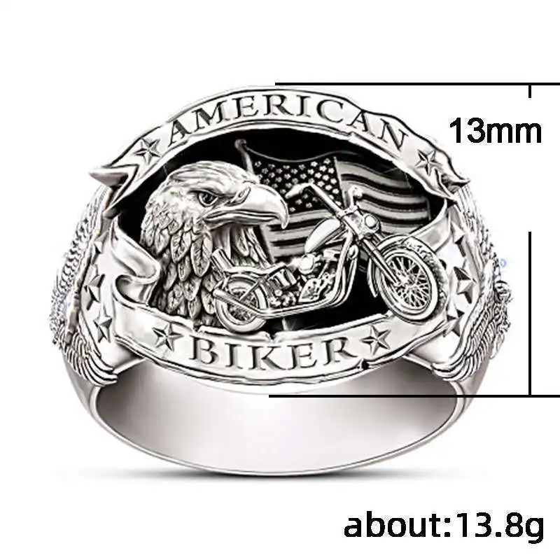 

Classic personality retro punk rock motorcycle eagle embossed men's birthday gift party jewelry wholesale