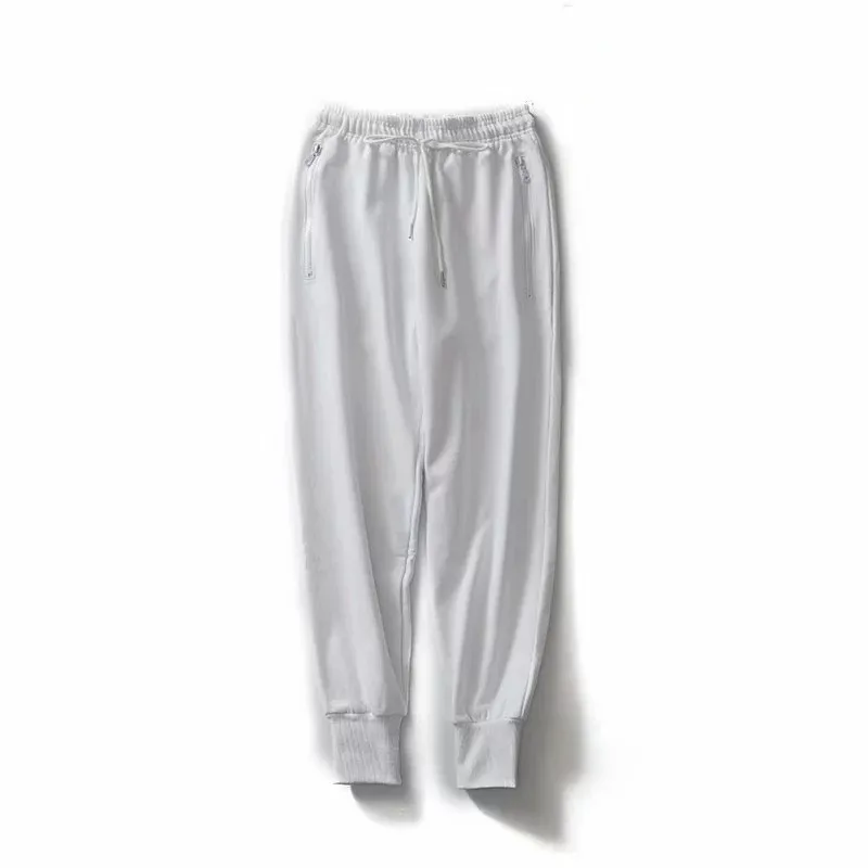 Белый Zippered Pocket Sweatpants Joggers Soft Touch Loose Harem version Dance Exercise Fitness Pants Drawcord Running Trousers Women - Цвет: Белый