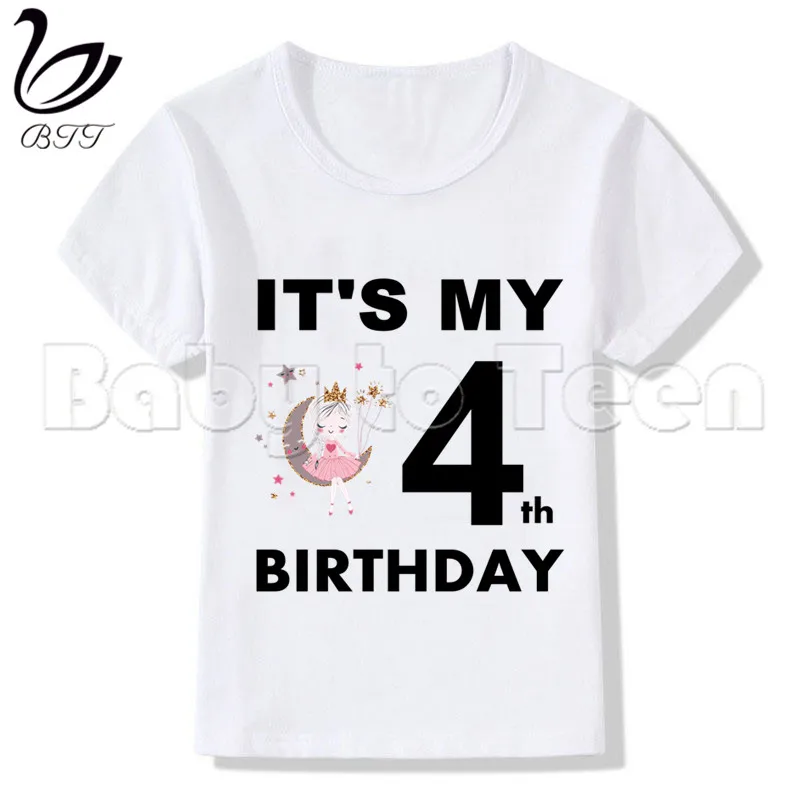 

Милая футболка на день рождения для девочек, забавные мультяшные футболки на день рождения для девочек, одежда для девочек, праздвечерние ч...