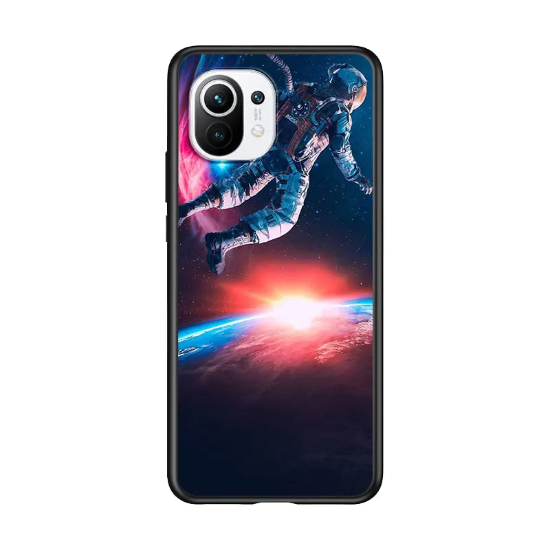 

Space Planet Earth Moon for Xiaomi Mi 11 10T Note 10 Ultra 5G 9 9T SE 8 A3 A2 A1 6X Pro Play F1 Lite 5G Black Phone Case