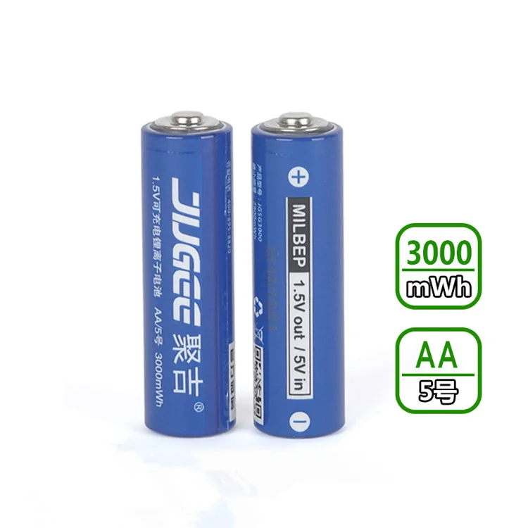 Jugee 2 Упак. 1 5 v 3000mWh AA литий полимерный ионный литиевый аккумулятор + слота USB