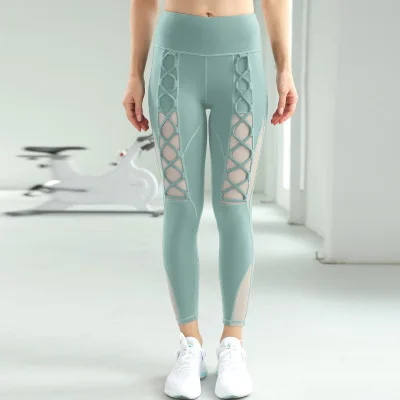 

New tight-fitting outdoor running sports fitness pants women's moisture-absorbing high-elastic mesh breathable yoga pants