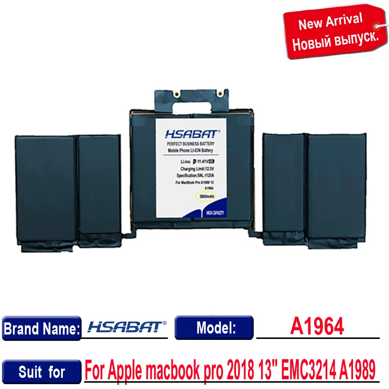 Аккумулятор для ноутбука HSABAT 5800 мач a192 MacBook Pro Retina 13 дюймов A1990 A1989 2017 2018 |