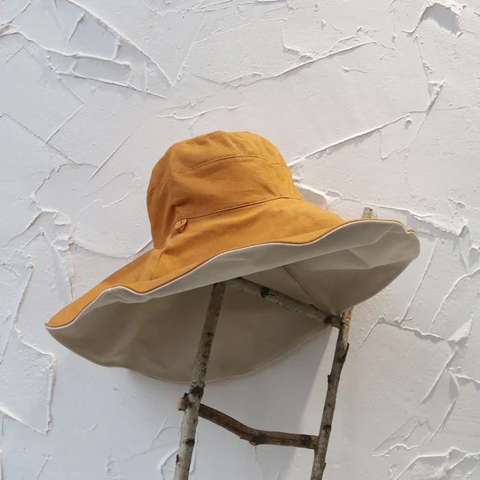 Женская двусторонняя хлопчатобумажная шляпа с защитой от солнца парусиновая