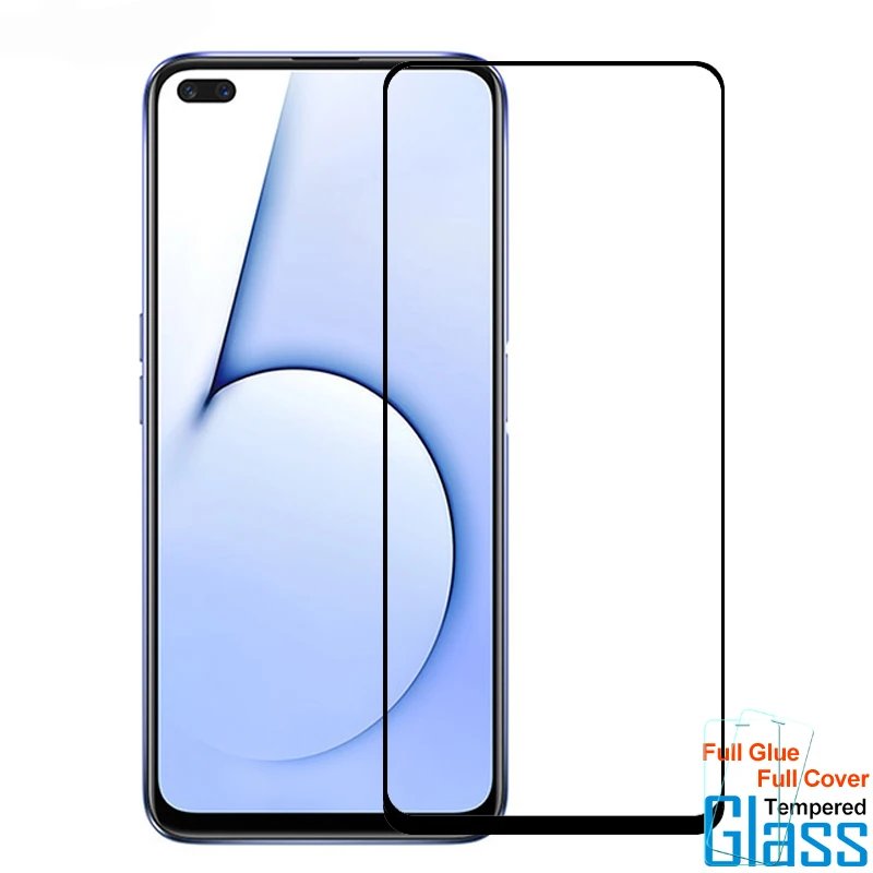 Protector de pantalla de vidrio templado para OPPO Realme X50, pel&iacute;cula de borde curvo 3D, cobertura completa, 5G, 2 uds.-0