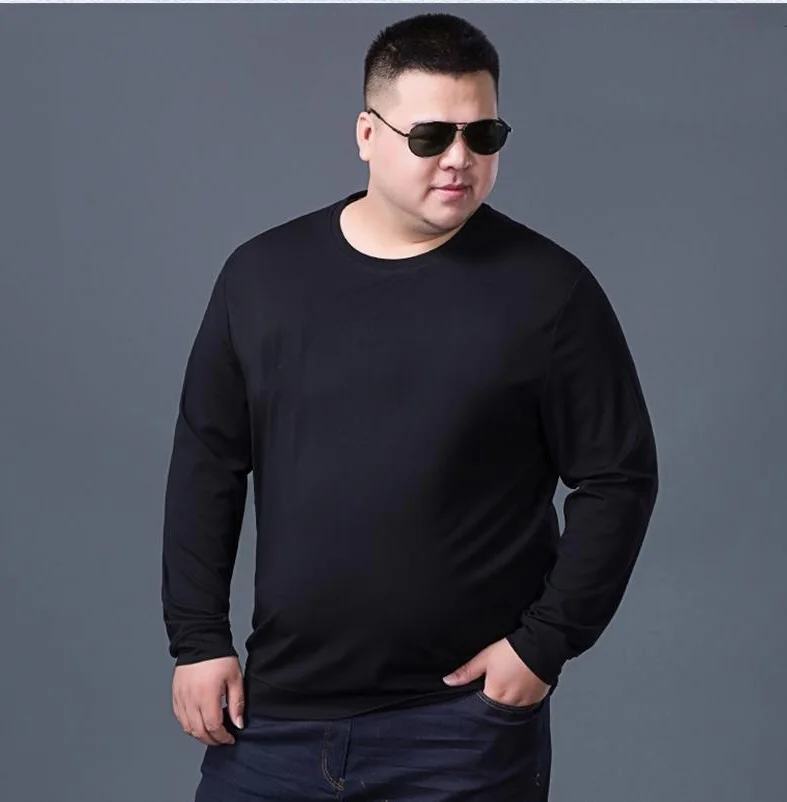 Размера плюс большие 8XL 10XL 12XL Мужская футболка длинные рукава на осень-зиму футболки; хлопковая домашняя обувь футболка топы 54 52 56-62 64 66 68 150 кг 160 кг