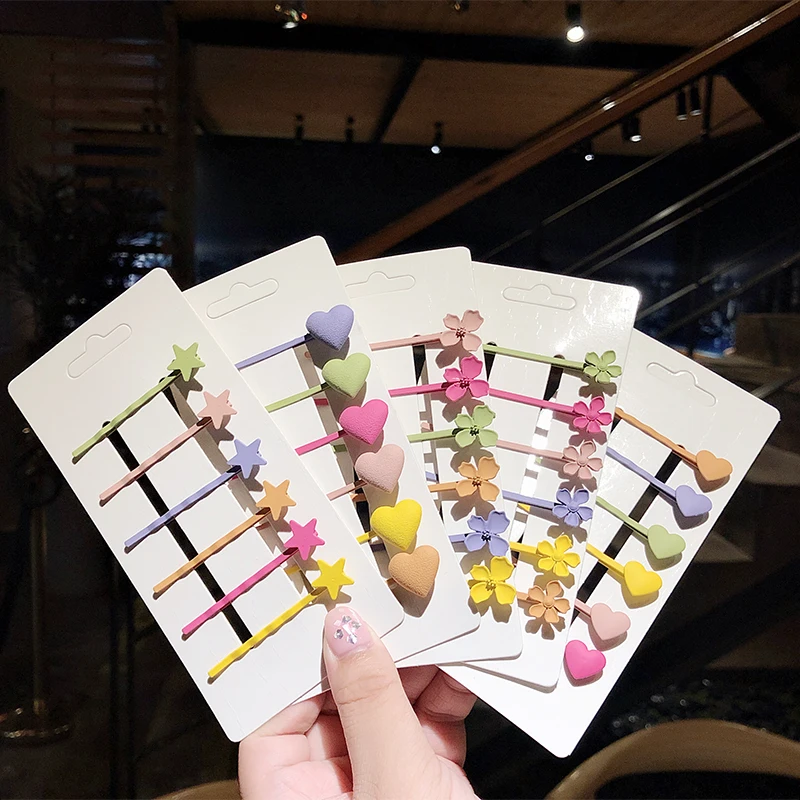 6 шт./лот Новинка Милые разноцветные заколки для волос в виде звездочек с цветами