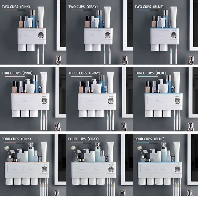 

Magnetic Adsorption Inverted Toothbrush Holder Automatic Toothpaste Squeezer Dispenser Storage Rack Bathroom Accessories ^