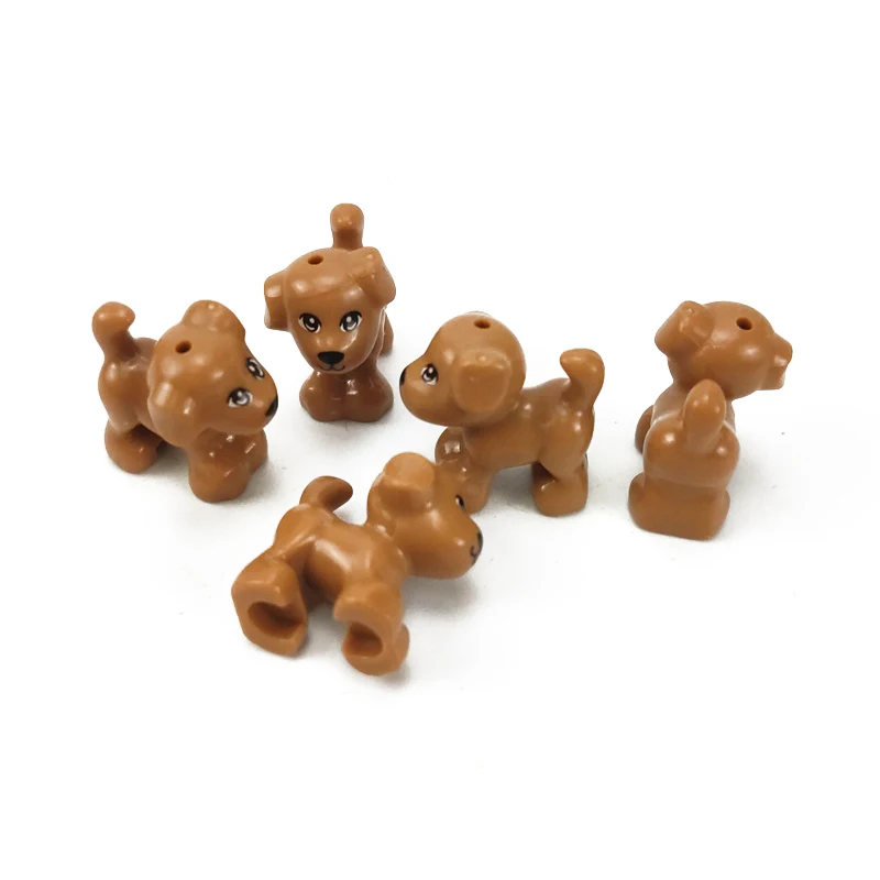 Игрушки MOC для детей: милые собаки кошка волк тигр фигурки модели конструкторы