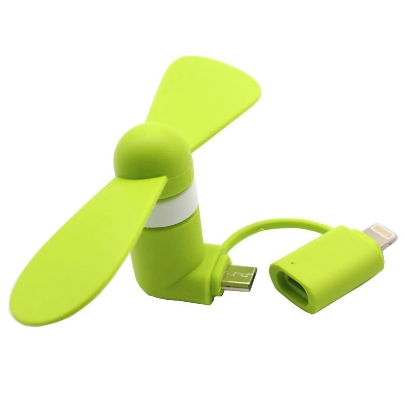 USB гаджет крутой мини 2 в 1 USB вентилятор портативный для Android OTG микро гаджеты для iPhone 5 6S 7 Plus 8 X XS XR электронный Умный вентилятор - Цвет: Green
