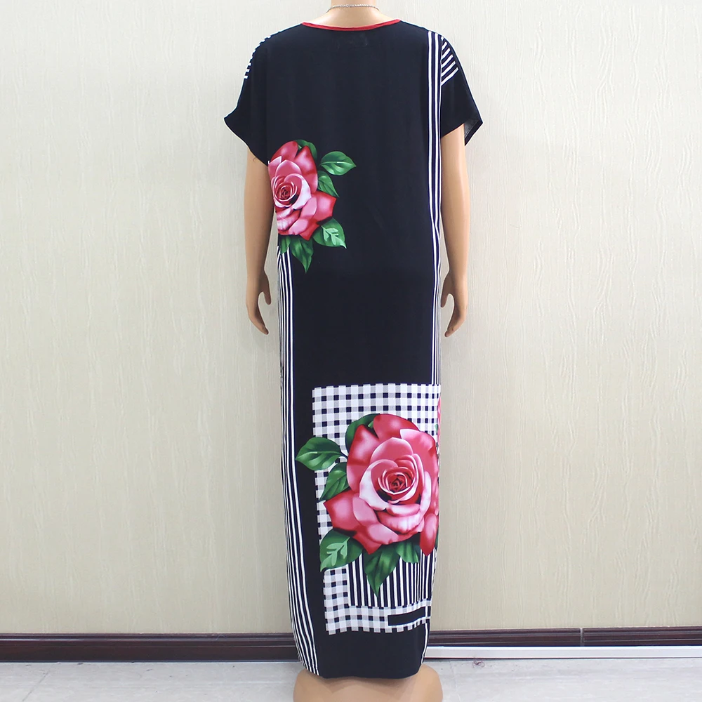 Женское повседневное длинное платье из 100% хлопка с круглым вырезом и короткими