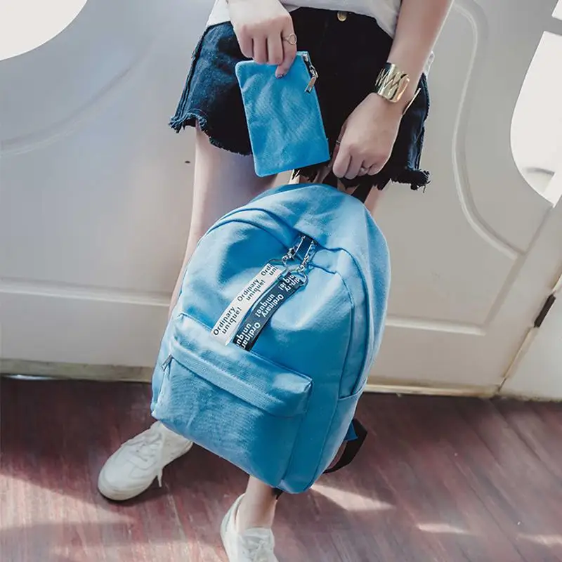 Модный однотонный женский рюкзак, школьная сумка для подростков, рюкзак Mochilas, женский рюкзак, рюкзак - Цвет: Blue