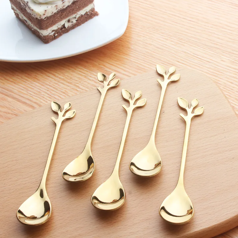 

1 Stainless Steel Spoon Honey Spoon Nordic Leaf Spoon Leaf Spoon Stirring Spoon Coffee Spoon Wedding Table Supplies