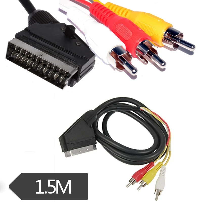 1 5 м Scart К RCA тройной 3 x Phono кабель композитный o Видео свинец | Электроника