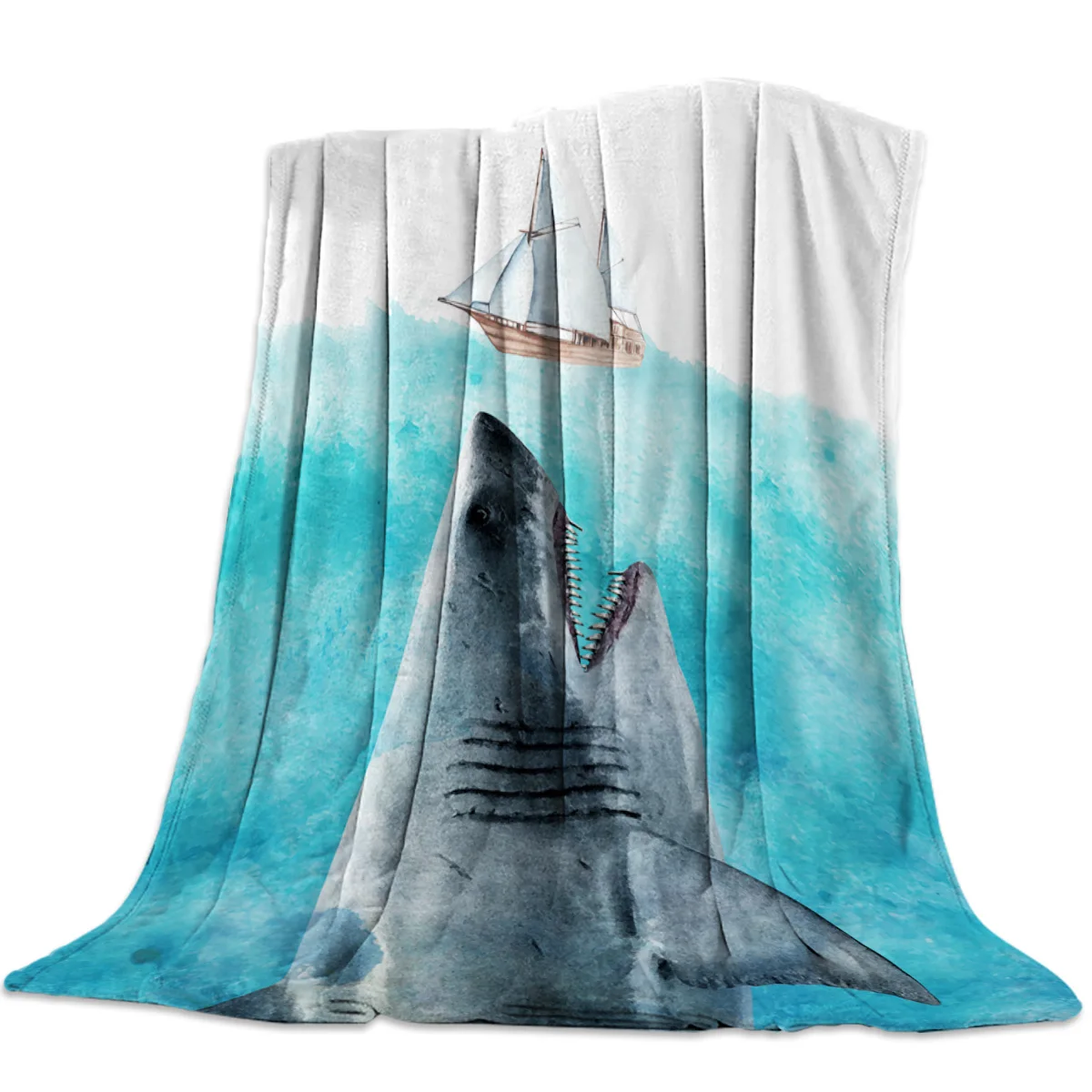 Одеяло с изображением акул из кораллового флиса для детей и взрослых|Одеяла| |