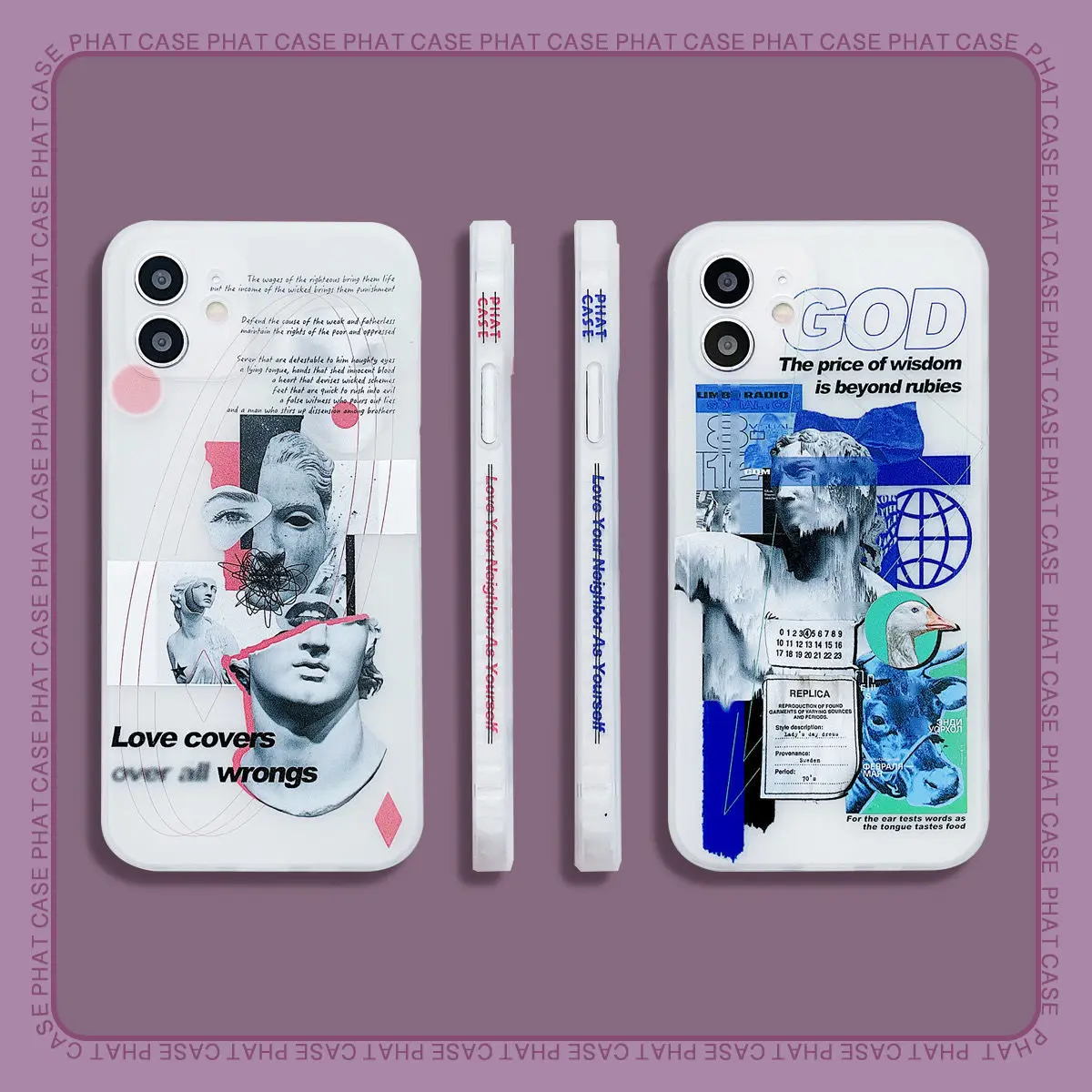 Матовый Прозрачный чехол с абстрактной статуей для iPhone 11 12 Pro XS Max