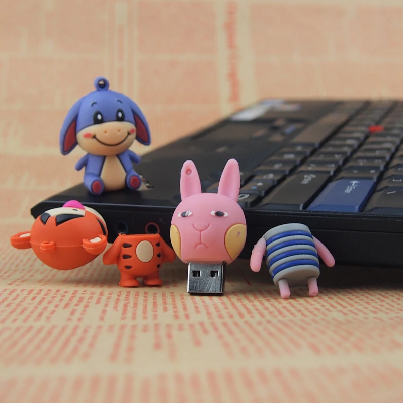 Usb флеш накопитель 128MB 64GB 32 GB 16GB 8GB 4 мультяшный тигр кролик Ослик хит продаж 2 0 для