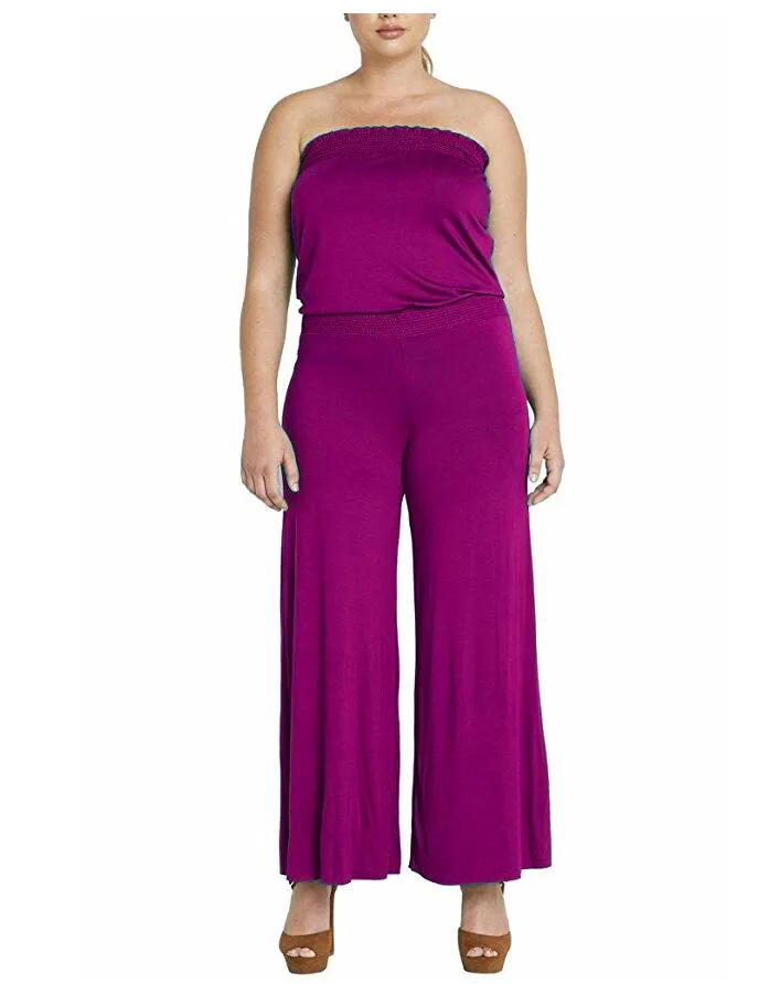 Свободный без бретелек плотный комбинезон женский s однотонный широкие ноги