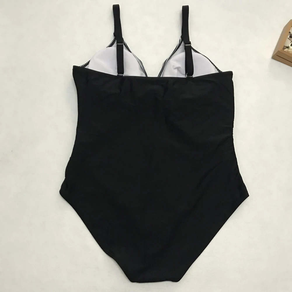 Большой Размеры размера плюс через шею сдельный купальник Женский 2019 женские
