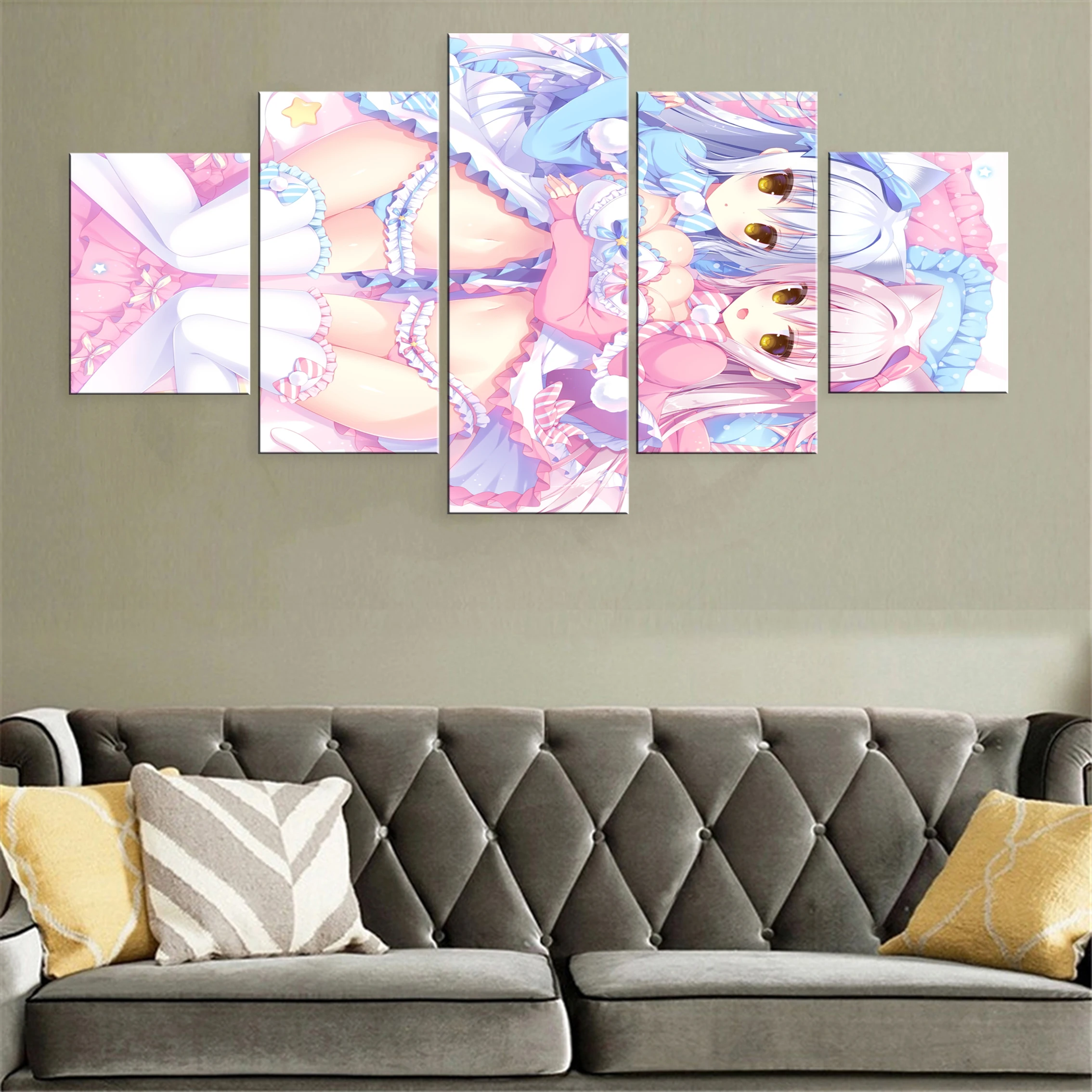 

Anime Cute Girl 5 Piece Canvas Painting Poster Beauty HD Wall Artwork Decor Modern Modular For Home Printed