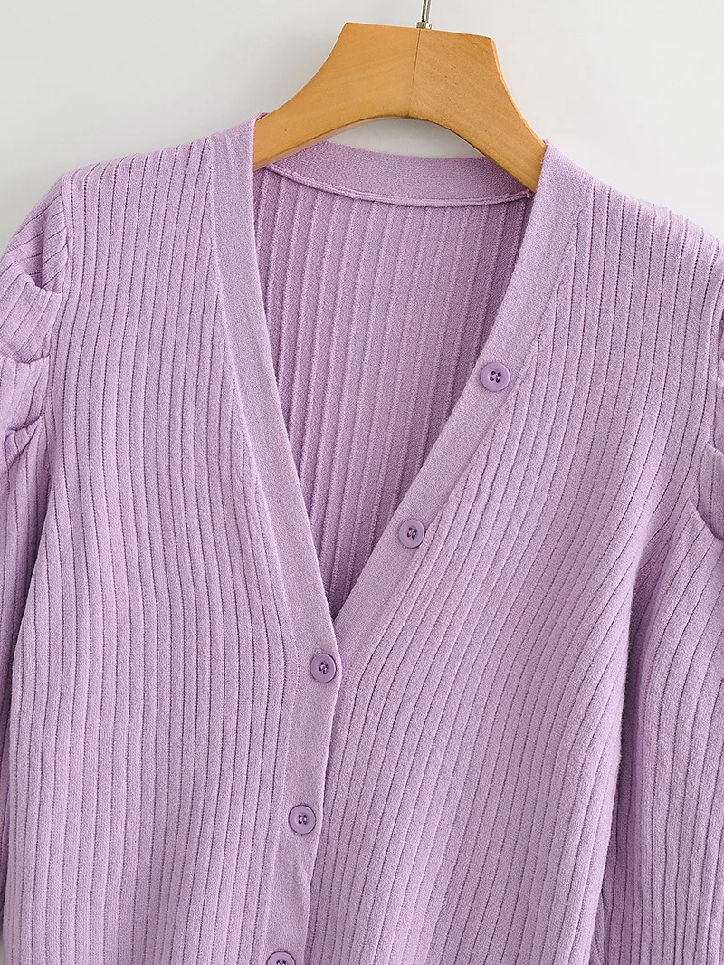 

Autumn Purpel Knitted Sweater Fashion Slim Long Sleeve V-Neck Cute Cardigan Sweater Casual Loose Sweet Chic Tops2020 New
