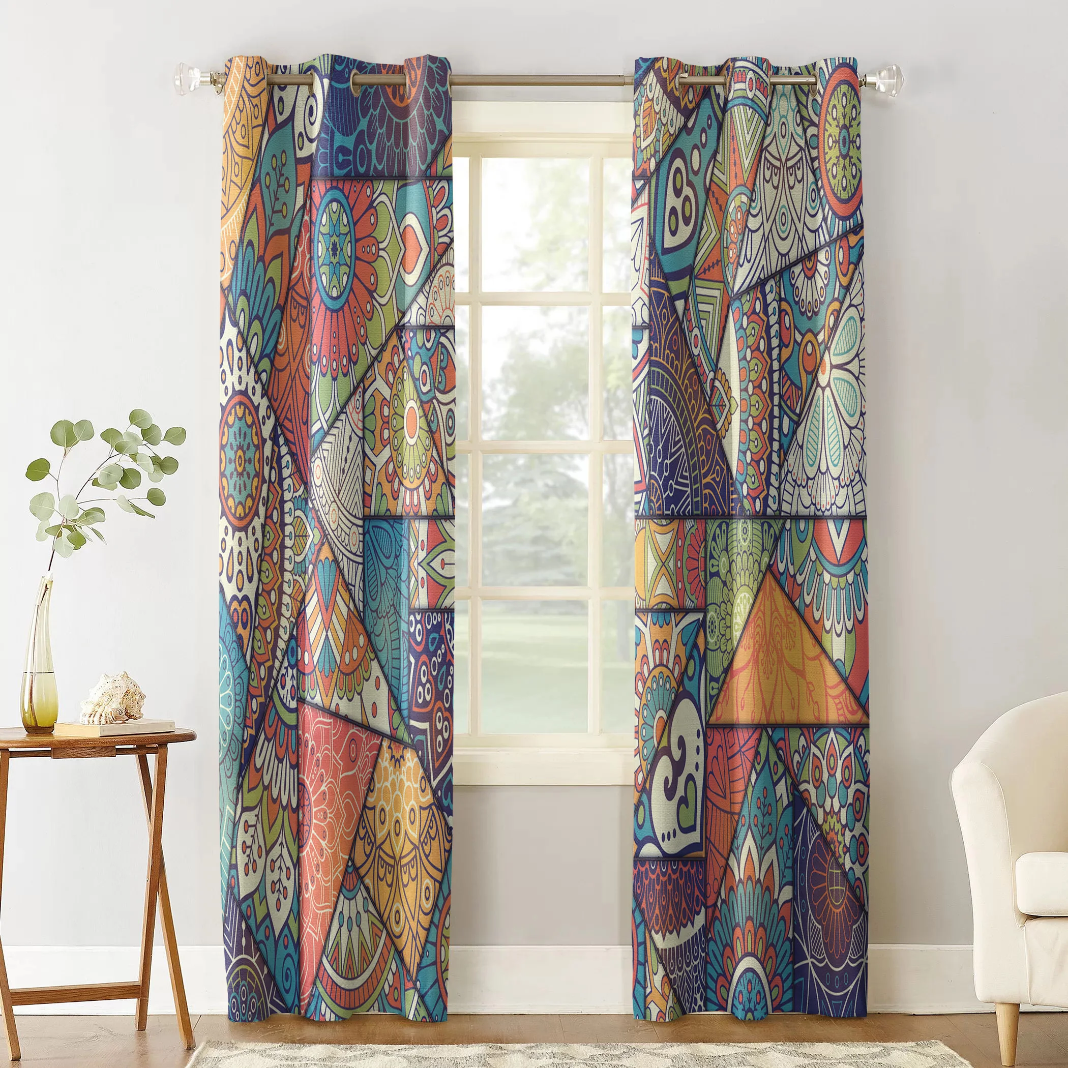 Треугольные оконные шторы в богемном стиле занавески из Индии для гостиной кухни