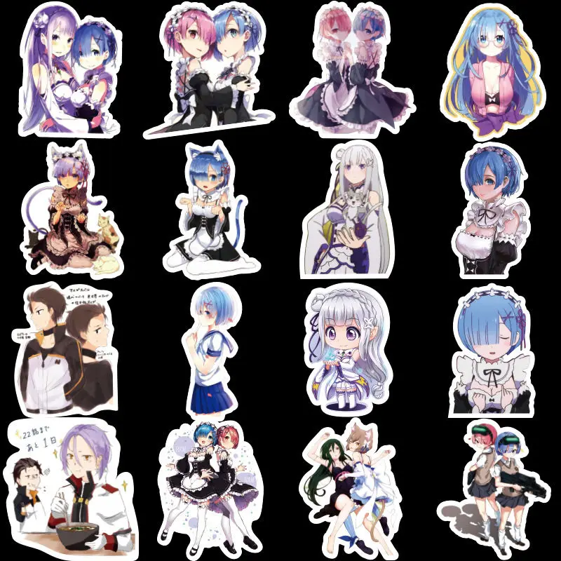 50 шт. аниме наклейка s RE: ZERO Аниме наклейка Эмилия Рам наклейка s милые каваи девушки Скрапбукинг наклейка для ноутбука телефон скрапбук