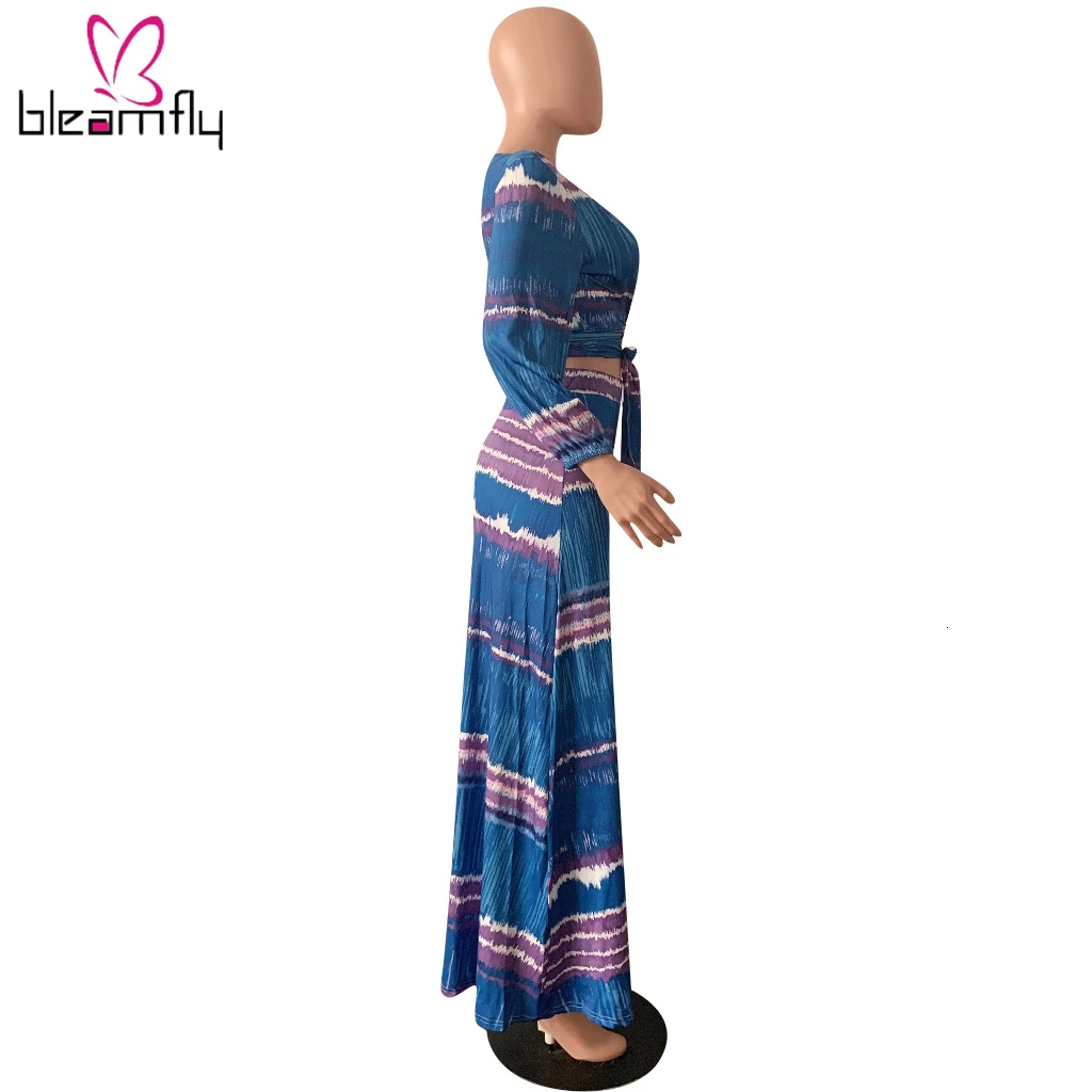 Новинка осени 2019 женские блузки с длинным рукавом и принтом в полоску топы юбки