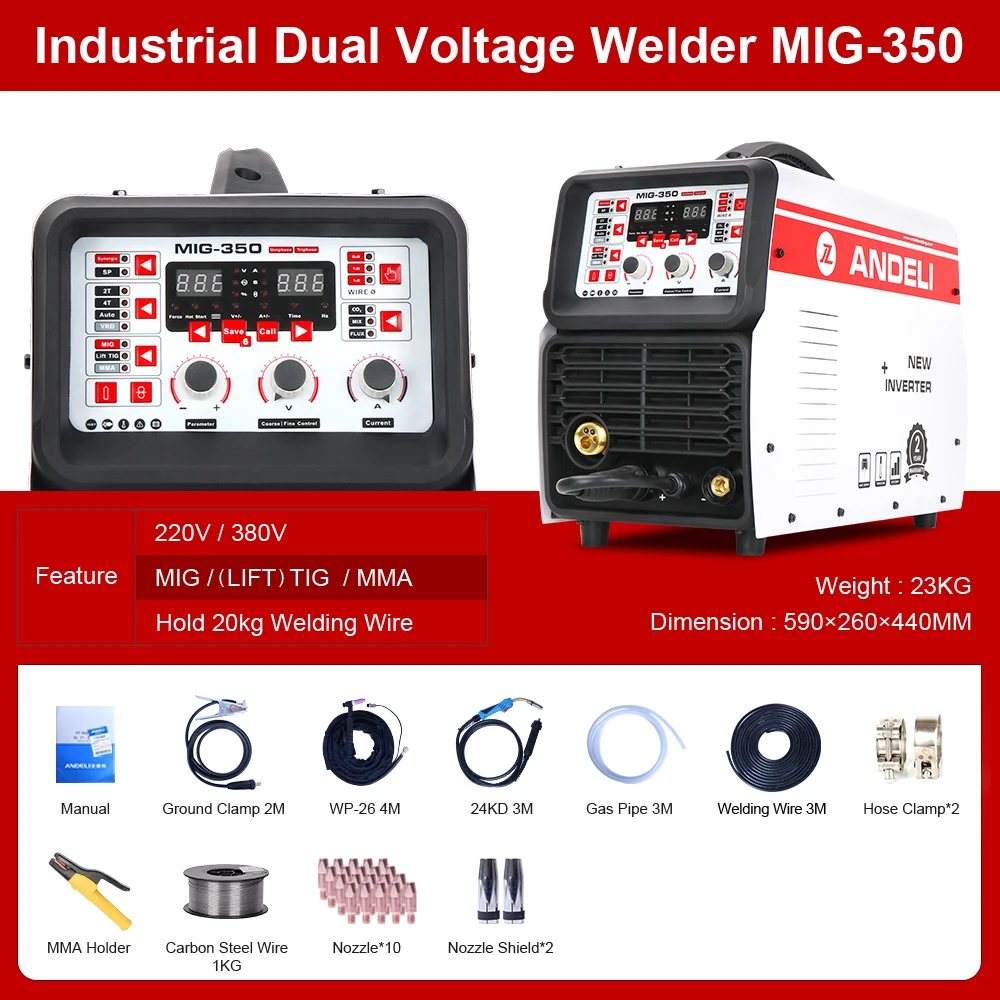 Сварочный аппарат ANDELI MIG 350 220 В/380 В сварочный MIG/LIFT TIG/MMA TIG|Приборы для MIG-сварки| |