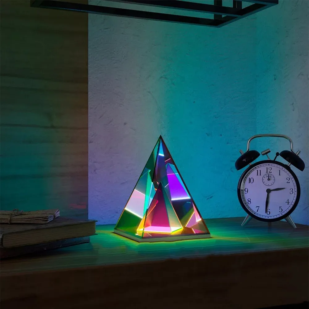 Новый акриловый треугольный куб RGB Декор Светодиодная настольная лампа