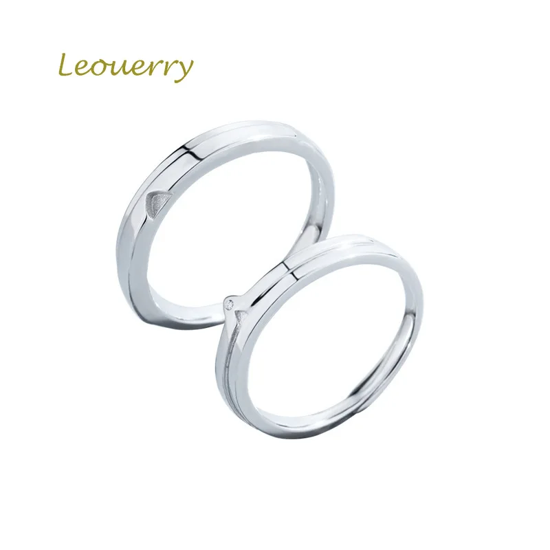 

Leouerry *Tacit Understanding*925 Sterling Silver Simple Couple Rings for Lovers Jewelry Valentine's Day Gift