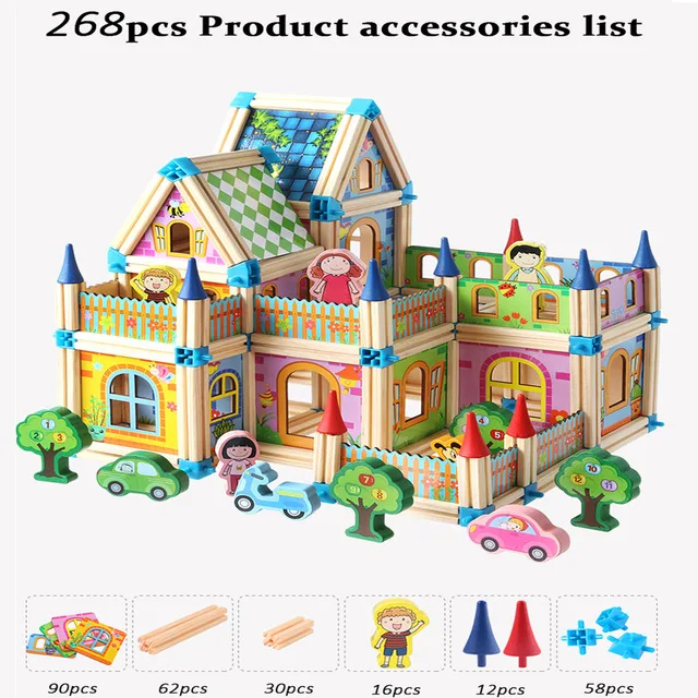 268PCS Кукольный домик Миниатюрный DIY кукольный домик с деревянная мебель для дома игрушки для детей праздничные времена Z009 - Цвет: 268PCS