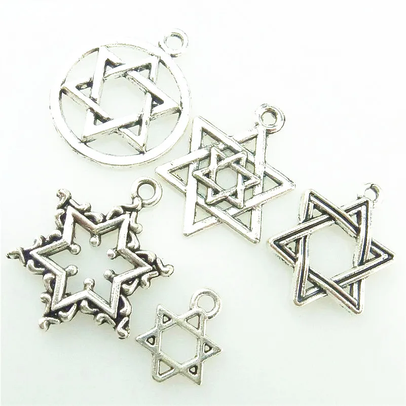 5 шт./лот подвески из сплава шестигранный Давид звезды шестиконечная звезда