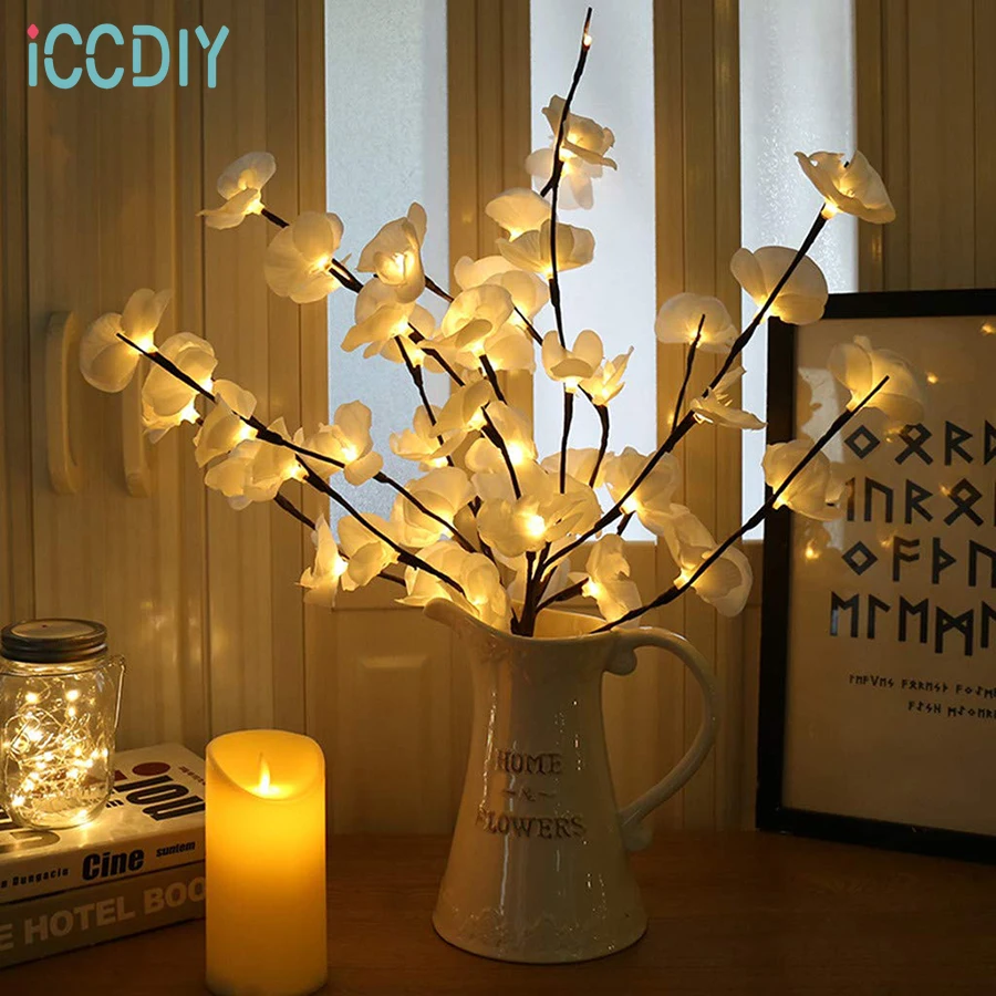 

LED Willow Branch Lamp Rose Simulation Orchid Branch Lights Tall Vase Filler Willow Twig Lighted Branch for Home Decoration