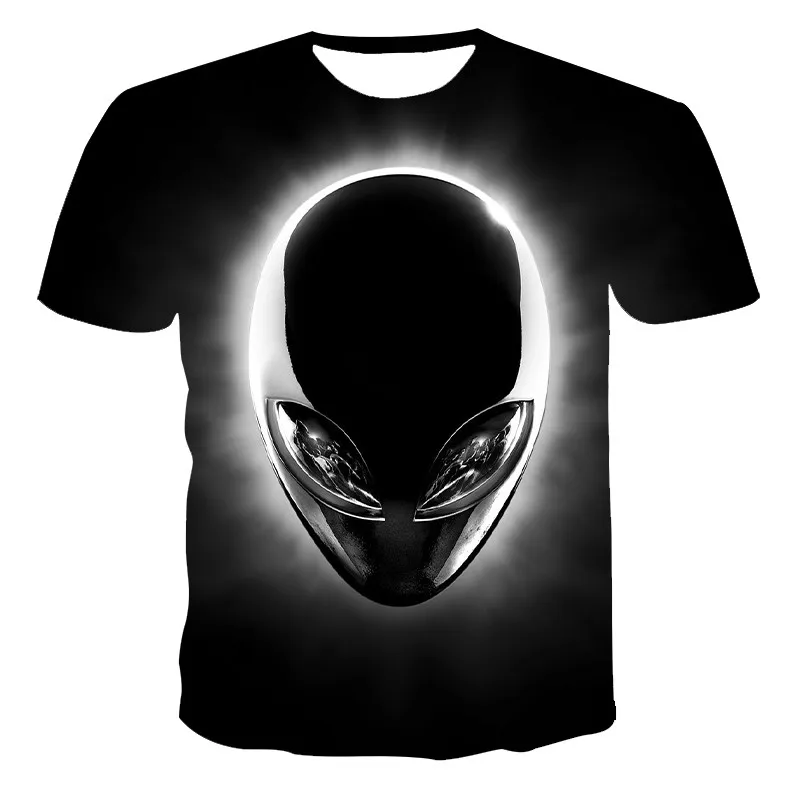 

Summer new casual fashion handsome shirt 3D printing magic color loose slim short-sleeved round neck T-shirt